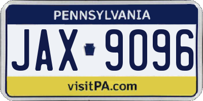 PA license plate JAX9096
