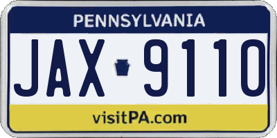 PA license plate JAX9110