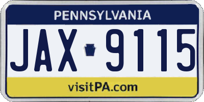 PA license plate JAX9115