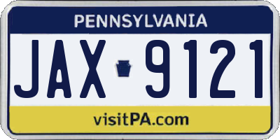 PA license plate JAX9121