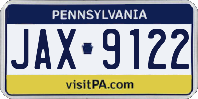 PA license plate JAX9122