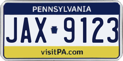 PA license plate JAX9123
