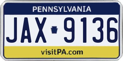 PA license plate JAX9136