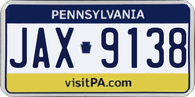 PA license plate JAX9138