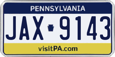 PA license plate JAX9143