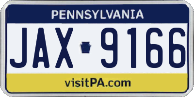PA license plate JAX9166
