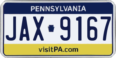 PA license plate JAX9167