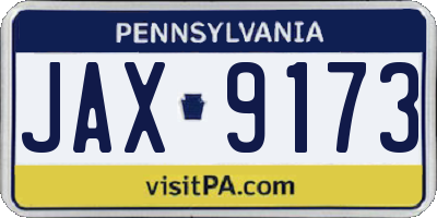 PA license plate JAX9173