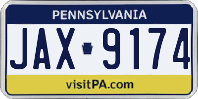 PA license plate JAX9174