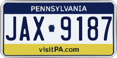 PA license plate JAX9187