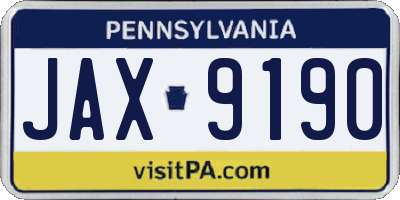 PA license plate JAX9190