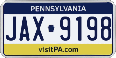 PA license plate JAX9198