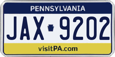PA license plate JAX9202