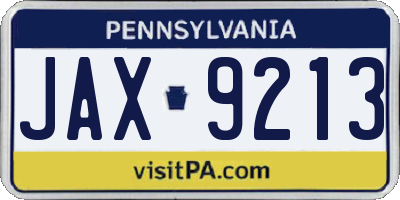 PA license plate JAX9213