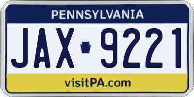 PA license plate JAX9221