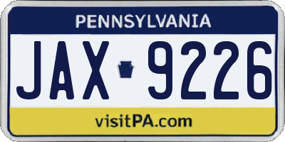 PA license plate JAX9226