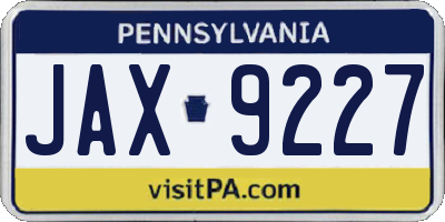 PA license plate JAX9227