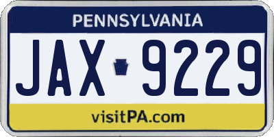 PA license plate JAX9229