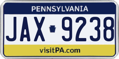 PA license plate JAX9238