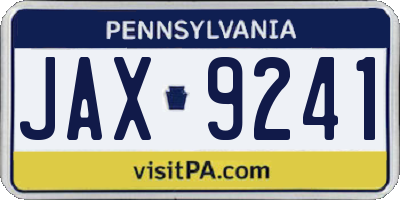 PA license plate JAX9241
