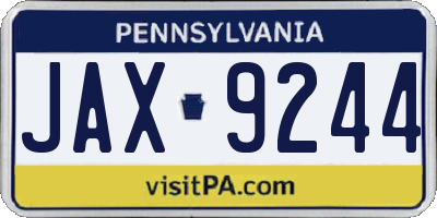 PA license plate JAX9244