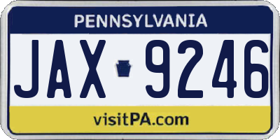 PA license plate JAX9246
