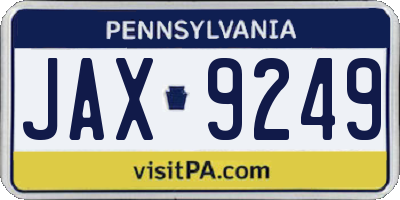 PA license plate JAX9249