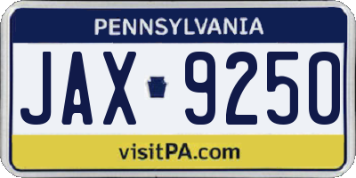 PA license plate JAX9250