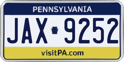 PA license plate JAX9252