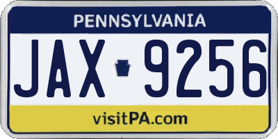 PA license plate JAX9256