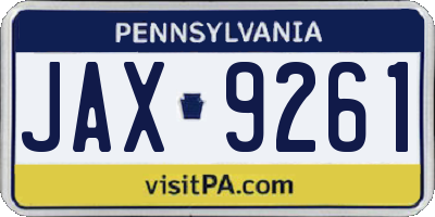 PA license plate JAX9261