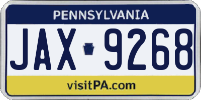 PA license plate JAX9268
