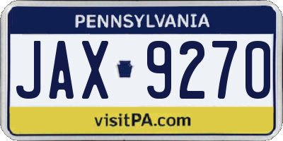 PA license plate JAX9270