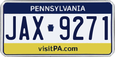 PA license plate JAX9271