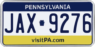 PA license plate JAX9276
