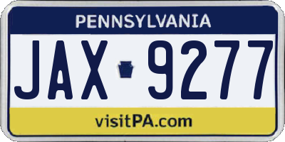 PA license plate JAX9277