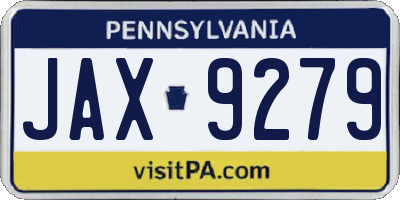 PA license plate JAX9279