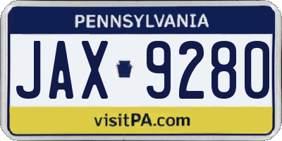 PA license plate JAX9280