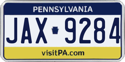 PA license plate JAX9284