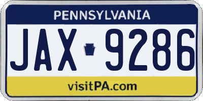 PA license plate JAX9286