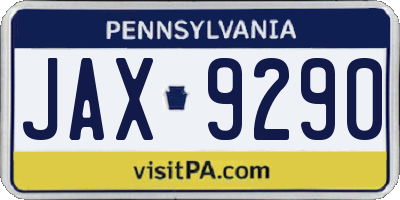 PA license plate JAX9290