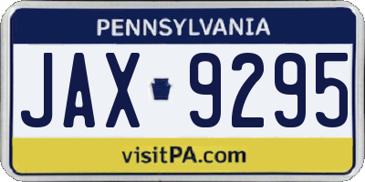 PA license plate JAX9295