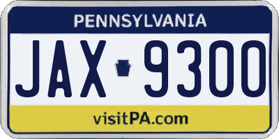PA license plate JAX9300