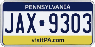 PA license plate JAX9303