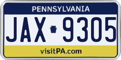 PA license plate JAX9305