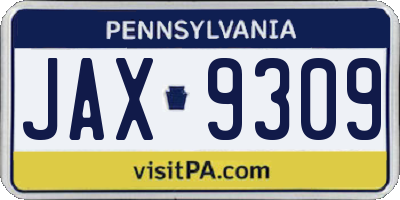 PA license plate JAX9309