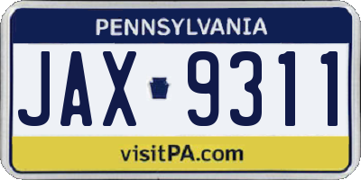 PA license plate JAX9311