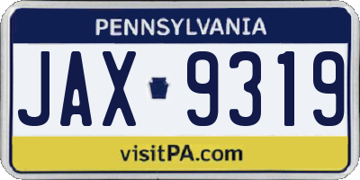 PA license plate JAX9319