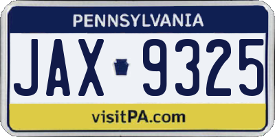 PA license plate JAX9325