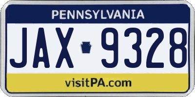 PA license plate JAX9328